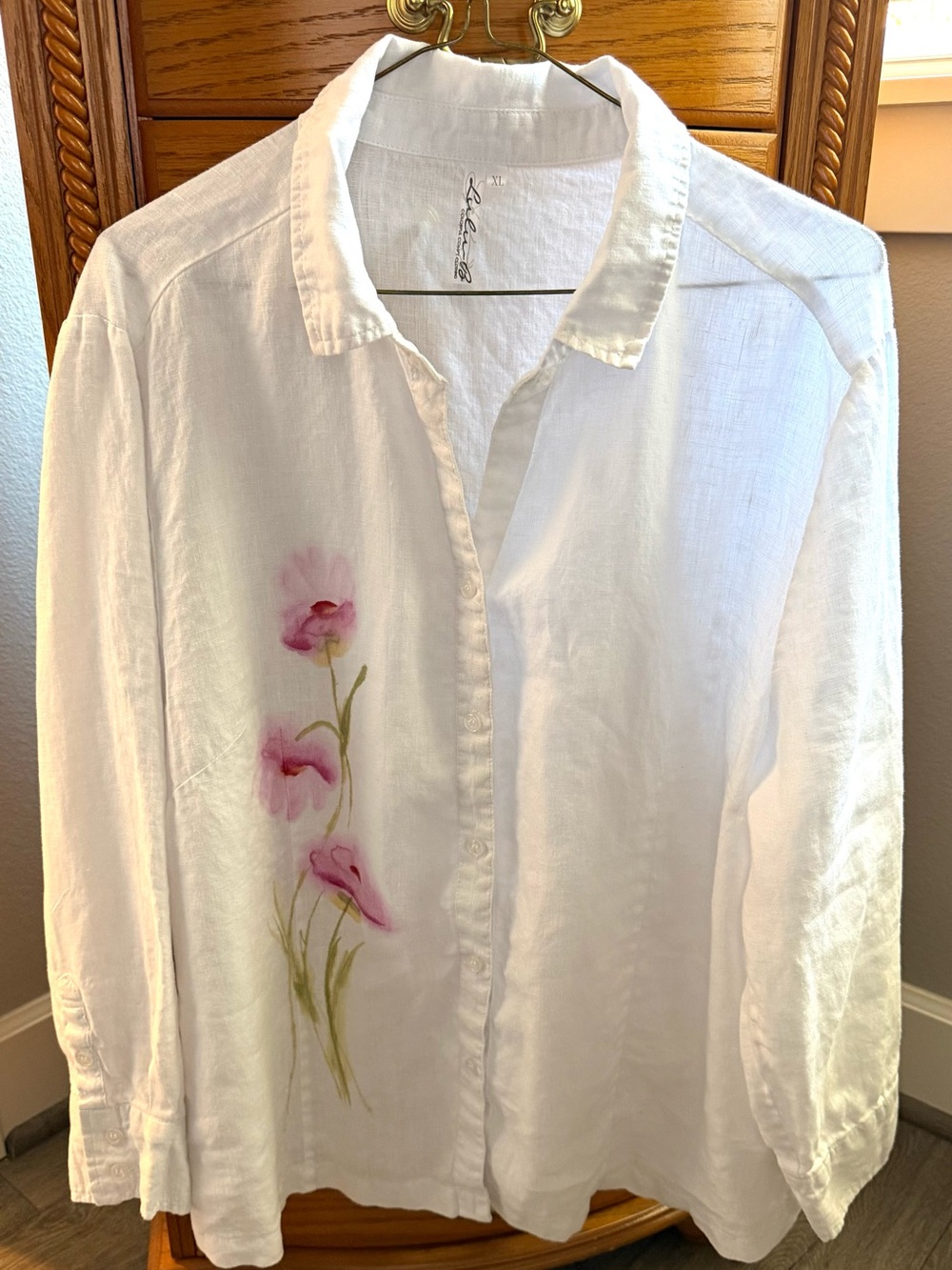 Artist Painted Linen White Shirt - XL